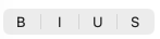 Text formatting controls for bold, italic, underline, and strikethrough