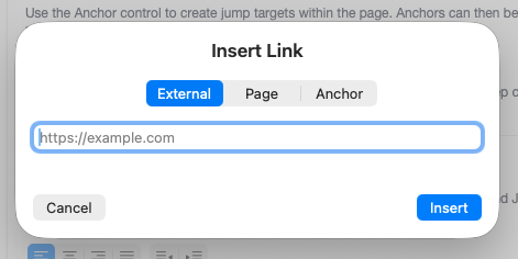 Insert link sheet in the editor