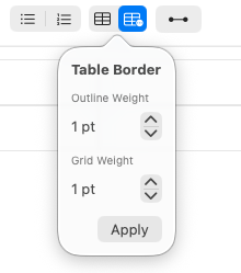 Table border controls
